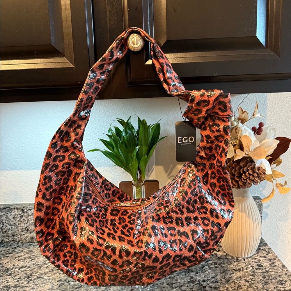 EGO Leopard Print Women's Bag - Red and Black